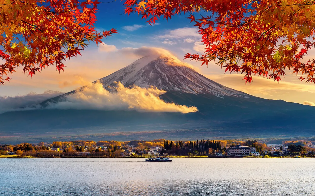 富士山與河口湖秋景